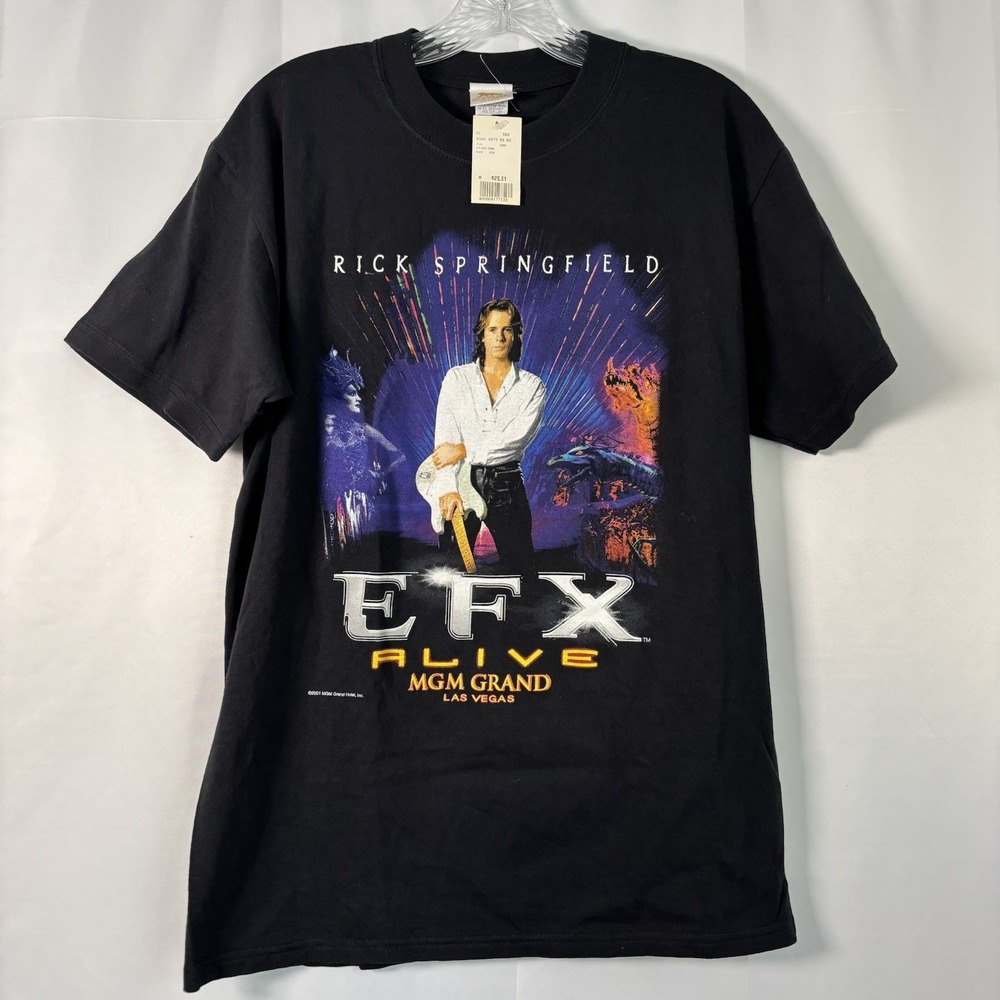 VTG NWT '01 Rick Springfield EFX Alive MGM Grand Las Vegas Graphic T Shirt Med